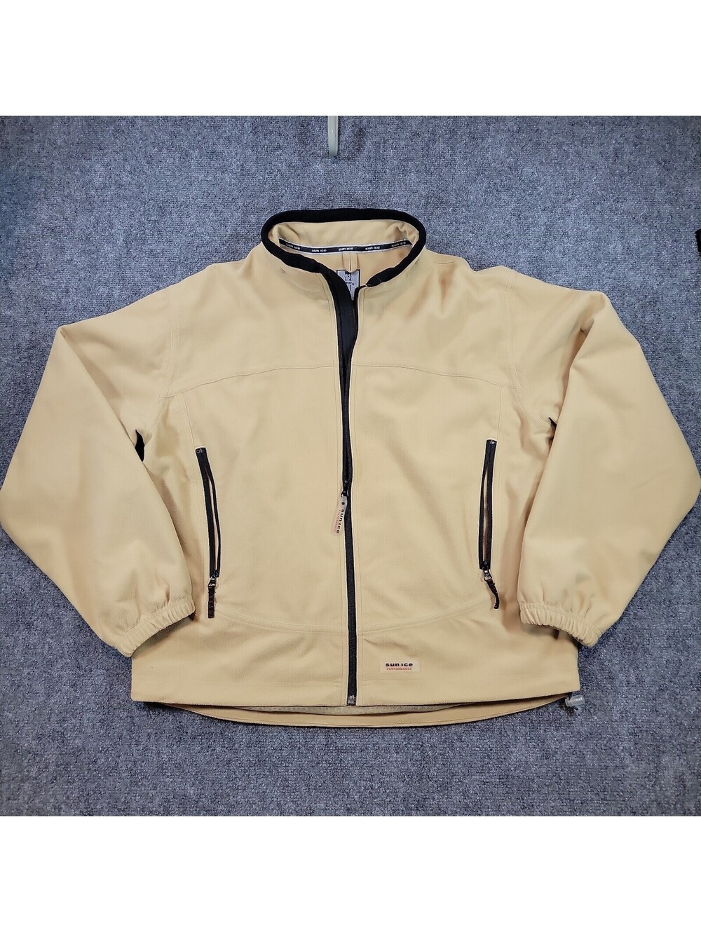 Sunice Performance Fleece Jacket Size Mens L Tan Beige Full Zip Golf Coat 485